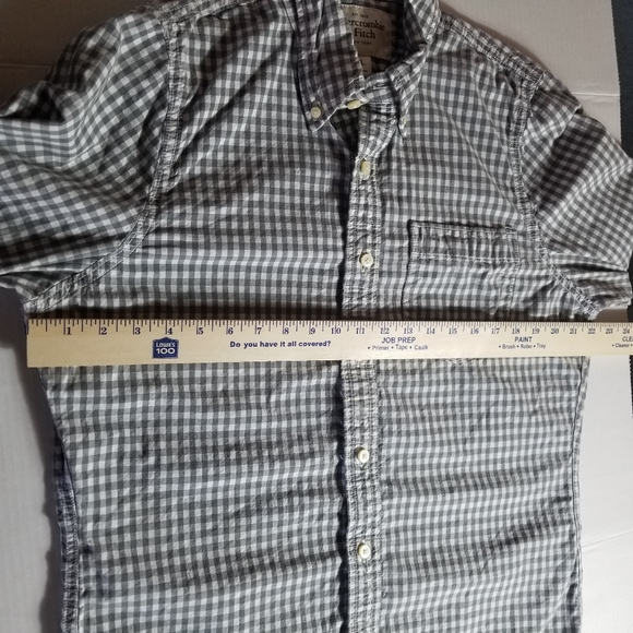 ABERCROMBIE & FITCH GRAY AND WHITE 100% COTTON BUTTON DOWN MUSCLE SHIRT SIZE XL - Picture 5 of 8